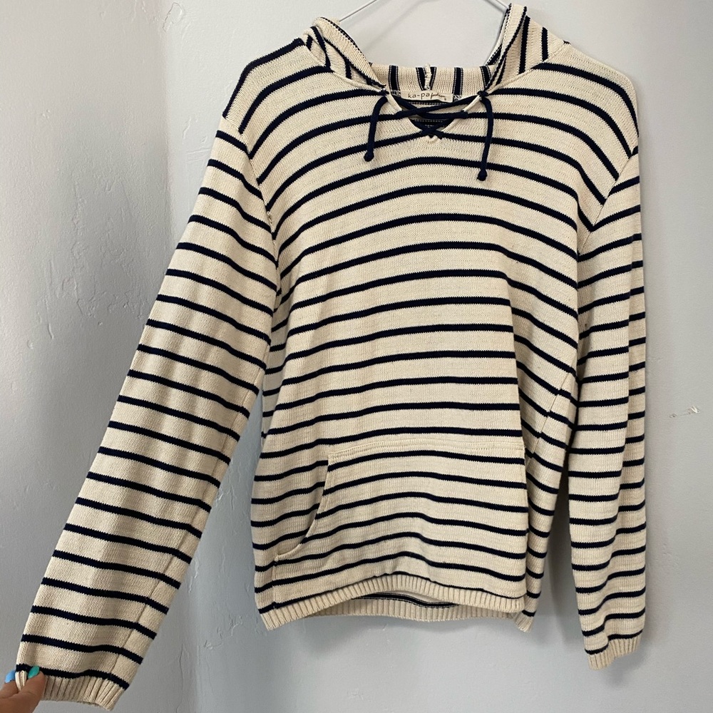 Striped lace up sweater from Greece Size Small!